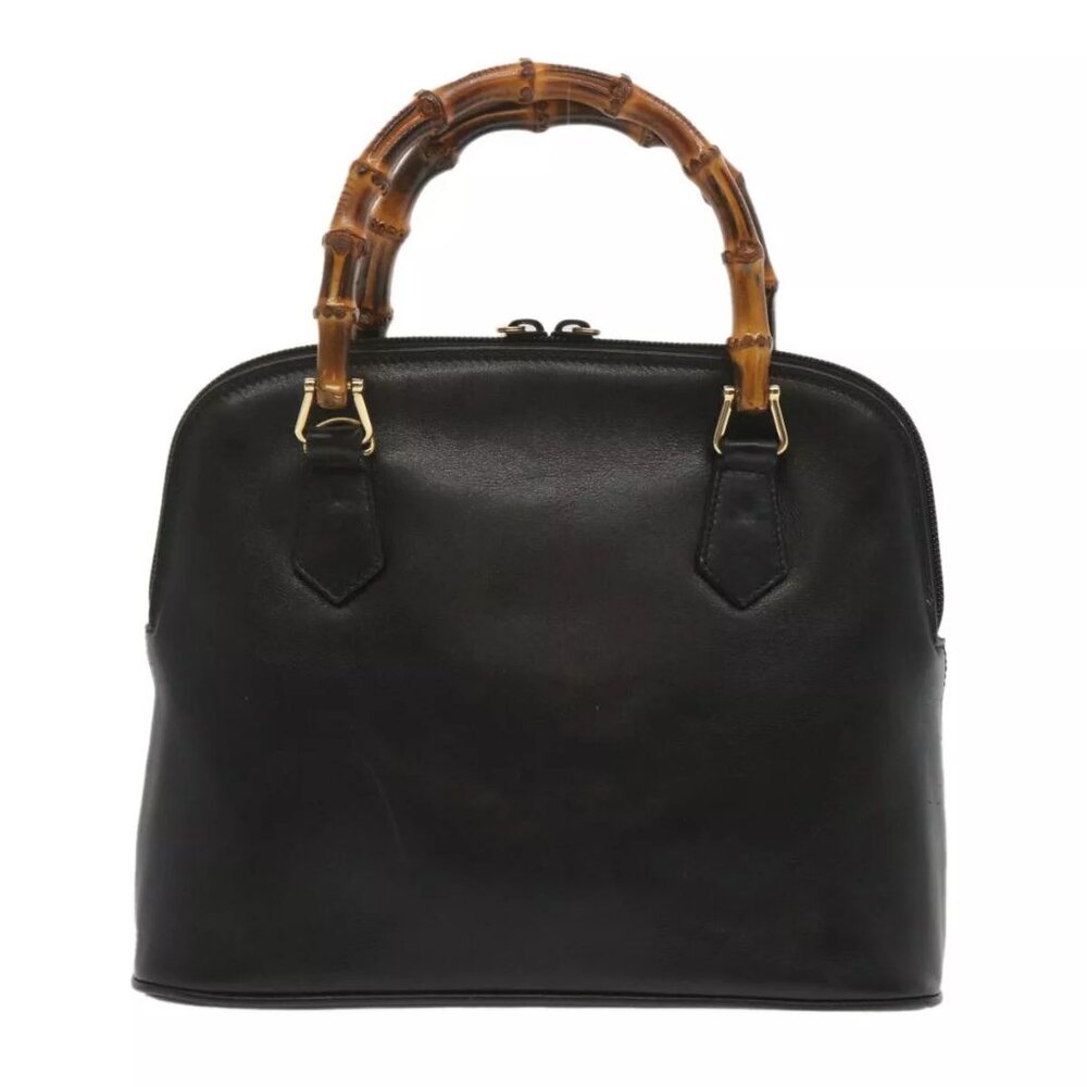 GUCCI Bamboo Hand Bag Leather 2way Black - Picture 3 of 15